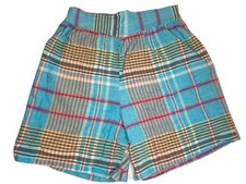 Item title Pleated Linen Shorts Womens Large Sans Sel Plaid High Waist Coastal picture