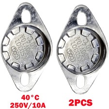 2Pcs Thermostat 40°C 10A Bent-Pin Normally Closed NC Temperature Switch 6.3mm picture