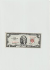 1953- 2 Dollar Star Note Red Seal AU NO HOLES/RIPS/TEARS *02805041A MINT picture