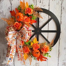 Thanksgiving Fall Harvest Pumpkin Wreath Indoor/Outdoor Autumn Door Wall Decor picture