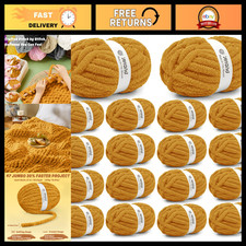 Chunky Mustard Yellow Chenille Yarn - Thick Bulky Knitting & Crocheting 18 Pack picture