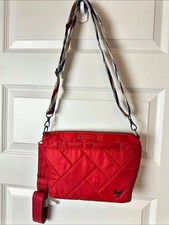 Lug Flare Crossbody Bag Red Multicolor Strap Lightweight Canvas Vacation picture