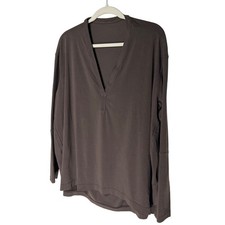 Lululemon Back In Action V-Neck Long Sleeve Shirt Espresso Brown Size XL picture