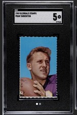 1969 Fran Tarkenton POP 1 Rare v 1962 Topps RC NFL HOF Glendale Stamp Card SGC 5 picture