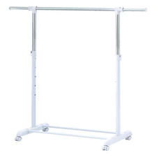 Mainstays Adjustable Metal Rolling Garment Rack, Chrome & White picture