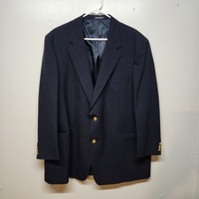 Vtg Austin Reed 48R Navy Blue Gold Button 100% Wool Blazer Sport Coat Jacket USA picture