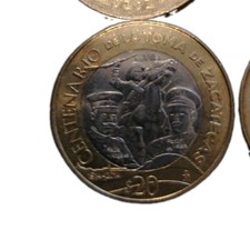 Rare 2014 Mexico 20 Pesos Centenario Toma de Zacatecas Coin - Near Mint Cond picture