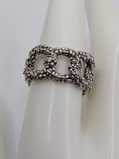 Sarda 925 Sterling Silver Bali Openwork Floral Statement Ring Size 8.25 picture