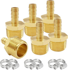6PCS Brass Hose Barb Fittings 1/2