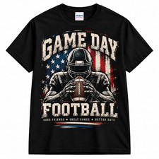 Game Day Football T-Shirt Retro American Sports Graphic Shirt S-5XL picture