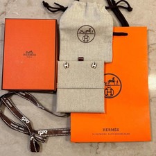 Hermes Mini Pop H Earrings White Gold Plated Birkin Kelly New Designer W/ Box picture