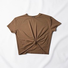 Fashion nova Twisted Knot Front Tee Crop In Camel Size S picture