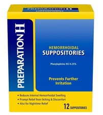 Preparation H Hemorrhoid Suppositories For Itching And 12 Count (Pack of 1) picture
