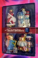 Christmas Ornaments Hand Painted USPS Holiday Ornaments Set of Four picture