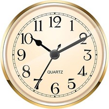 Hicarer 3-1/2 Inch (90 Mm) Quartz Clock Fit-Up/Insert with Arabic Numeral (Gold) picture