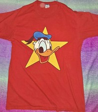 RARE VTG 80s 90s Disney Donald Duck Star Red Single Stitch T-Shirt Men's Large picture