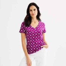 Women's Croft & Barrow® Essential V-Neck Tee Multi Color M, L, XL picture