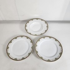 UC Limoges France Plate Bowl Lot of 3 Pink Flower Green Gold Rim Discontinued picture