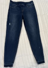 Spanx Women’s Pull On Distressed Skinny Jeans In Medium Wash Size L picture
