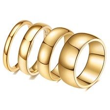 2/4/6/8mm Tungsten Carbide Bands Men's Women's Gold Plating Engagement Ring 5-12 picture