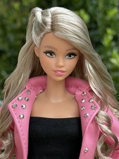 Barbi@ fashionista 249 Odile~Reroot Nylon hair Ash blonde~MTM TALL~No stand picture