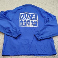 Vintage NWA Jacket Mens Large Blue Windbreaker Snap Swingster Rap Hiphop USA 80s picture
