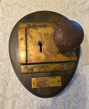Queen Mary R.M.S. Queen Mary Brass Door Lock on Wood w/ In Service Plate Salvage picture