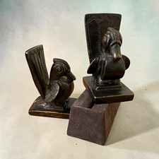 Antique 3”  Metal European Art Deco Bird Bookends Pair, ca. 1920-30  Rare picture