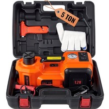Electric Car Jack w/Tire Inflator Pump 5 Ton 12V Hydraulic Car Floor Jack Kit picture