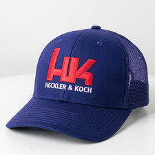 Heckler & Koch HK Embroidered Trucker Hat Navy Navy Mesh Back Snapback Cap picture