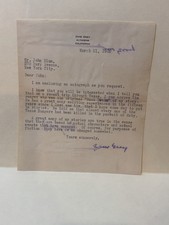 ZANE GREY - TYPED 1928 LETTER SIGNED Including Signed Card & COA picture