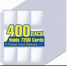 400 Clear Plastic 9-Pocket Binder Pages Card Holders Standard 20 Pt Holds 7200 picture