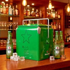 Heineken 14Qt Steel Ice Box Man Cave Decor Home Pub Garage Accessory Display picture