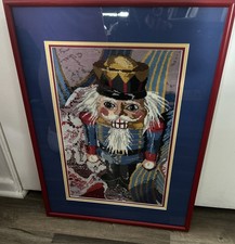 JANLYNN NEEDLEPOINT KIT NUTCRACKER 19x25 Framed Christmas Signed 2003 VTG picture