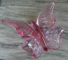 Vintage Fenton Art Glass Dusty Rose Pink Butterfly Figurine picture