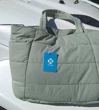 Narwey Quilted Puffer Tote Bag Sage Green Lightweight Gym Travel School Nurse picture