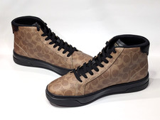 Coach High Line Khaki/Black Signature Men's High Top Sneakers-Asst Sz NWB CCN59 picture