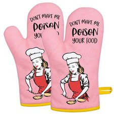 Miracu Funny Oven Mitts for Women, Fun Pink Cute Oven Mitt Set, Retro Baking Kit picture