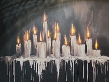 LED kirklands Spooky Gothic Dripping Candles Framed Wall Art Halloween  viral ht picture