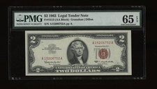 DBR 1963 $2 Legal Gem Fr. 1513 PMG 65 EPQ Serial A15206752A picture