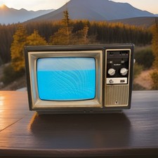Old Vintage Quasar 13 Inch CRT TV  WP3802MU Set - Power Up picture