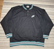 Vintage 90S Philadelphia Eagles Pullover Windbreaker Lee Sport Black 1/4 Zip XL picture