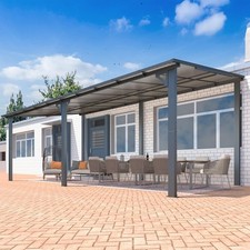 20' x 10' Hard Top Wall-Mounted Metal Gazebo Heavy Duty Patio Shelter picture