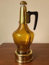 Vintage Amber Glass Decanter | Musical Liquor Bottle  |  Mid Century Barware picture