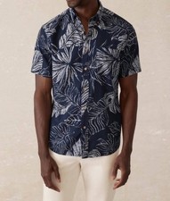 Faherty Short-Sleeve Breeze Shirt Navy Perro Tropical Sz M NWT $158 Beach Resort picture