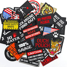 20 Pieces Random Funny Tactical Morale Patch Full Embroidery Military Loop picture