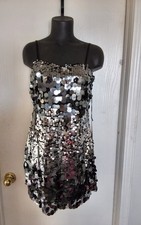 Crystal Sky Black Strappy Mini Dress filled with Multi-Sized Sequins - Medium picture