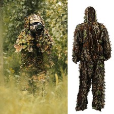 3D Ghillie Suit Set Sniper Train Leaf Jungle Forest Wood Hunting Camouflage picture