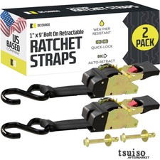 Effortless 1'' x 9ft Bolt-On Auto Retractable Ratchet Straps - 1200lb Capacity picture