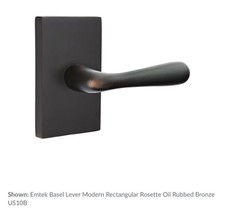 Emtek 5112BARHUS10B Oiled Bronze Modern Rectangular Rosette RH Lever picture